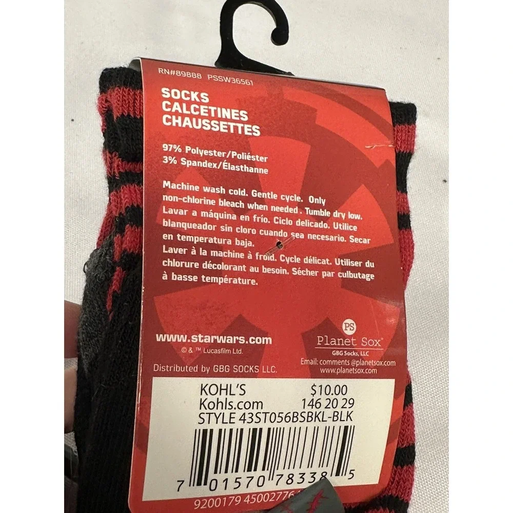 STAR‎ WARS boys athletic crew socks 2 pairs size 4-10